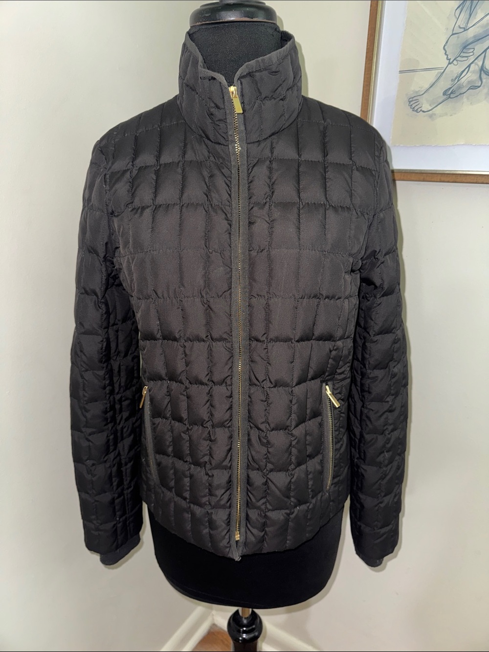 J. Crew Women's Black Quilted Down Zip Up Jacket Size Small